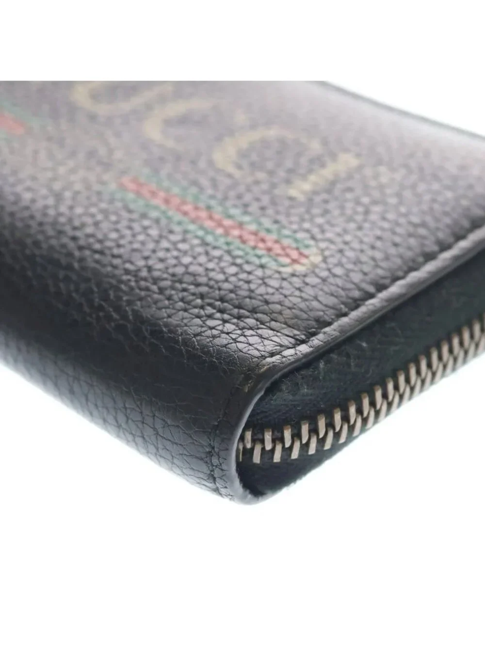 Gucci Logo Print Zip Around Leather Coin Case Card Business Holder Compact